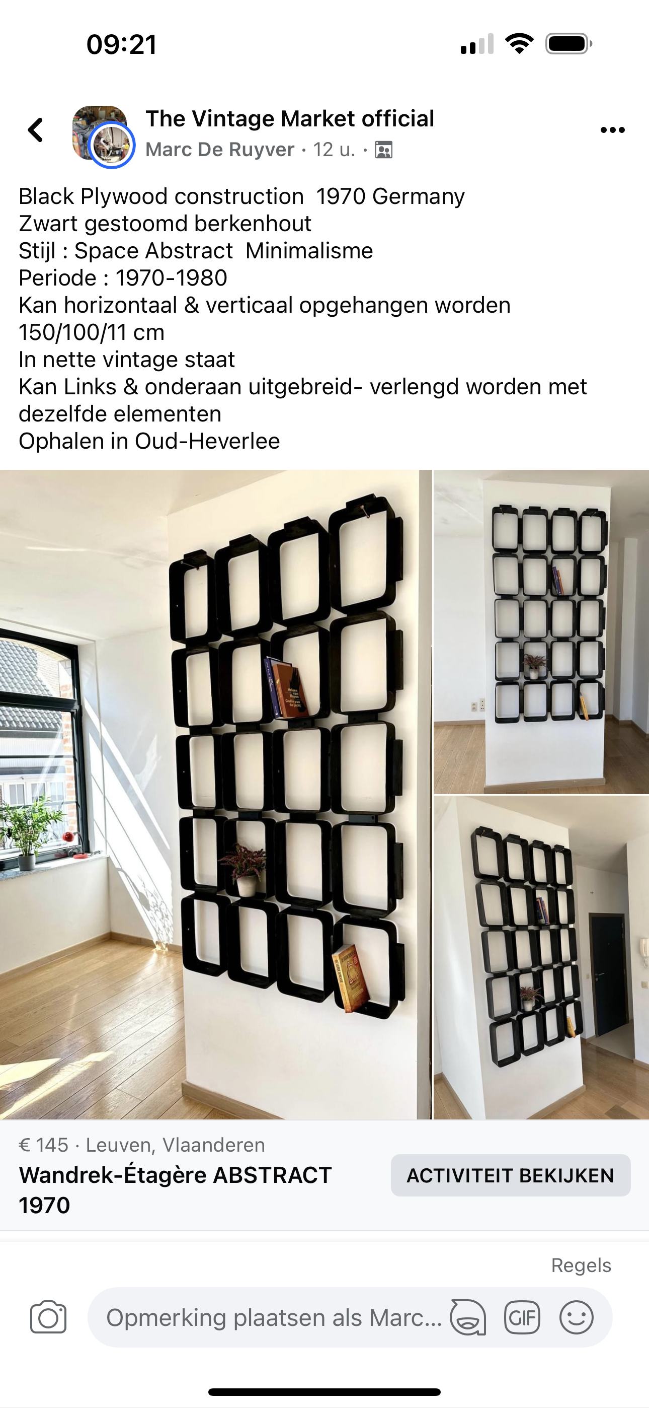 Wand-muur-deco rek etagere 1960 ABSTRACTA